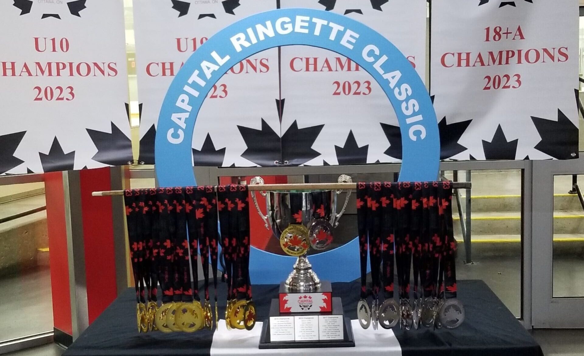 Capital Ringette Classic championship trophies and awards display